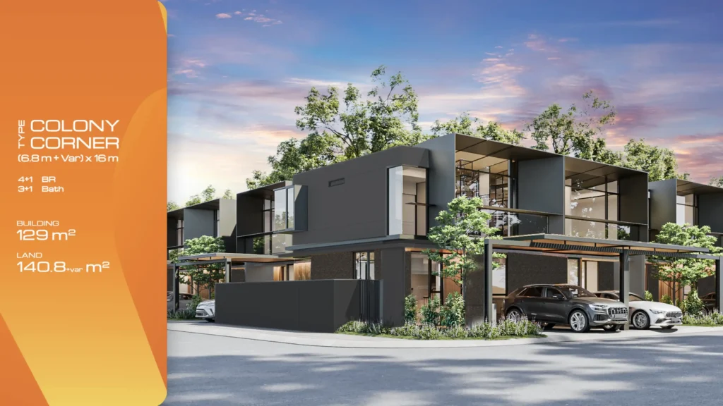 tampilan fasad type hook the colony homes lippo cikarang
