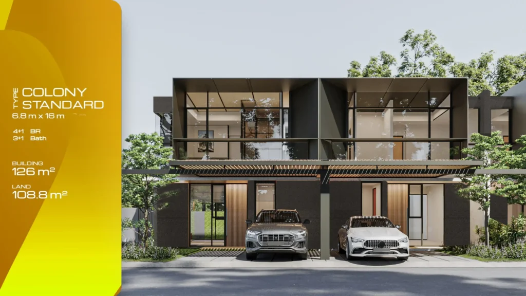 tampilan fasad type standard the colony homes lippo cikarang