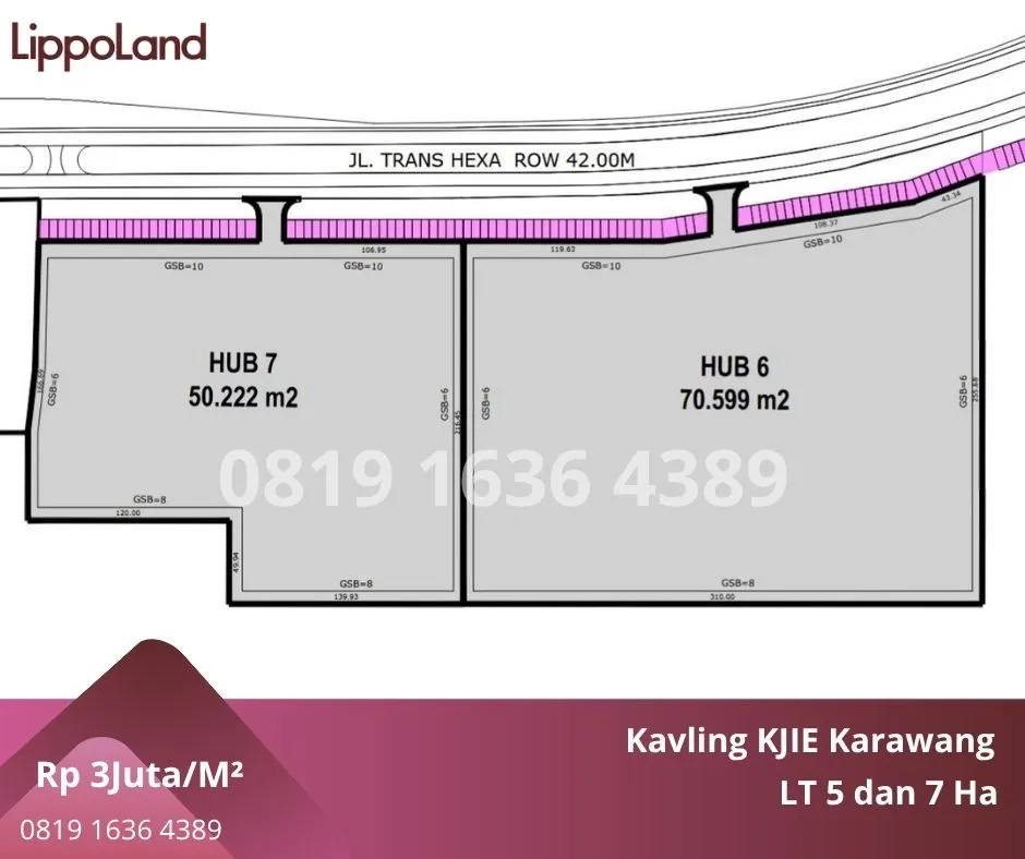 Masterplan kavling industri KJIE Karawang seluas 5 hektare dan 7 hektare dengan akses hanya selangkah dari Gerbang Tol Karawang Barat, ideal untuk pembangunan pabrik, warehouse, distribution center, dan investasi lahan industri.