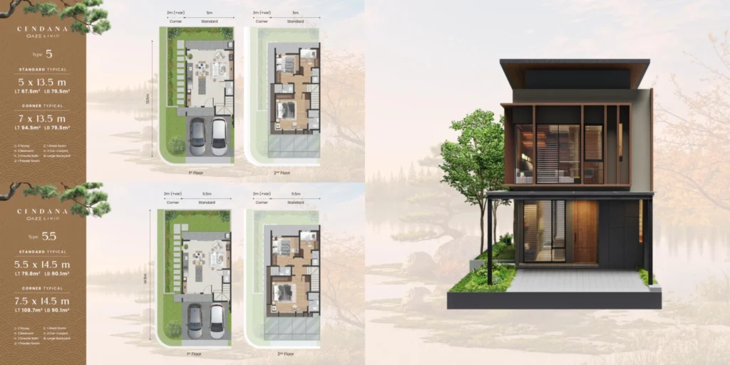 layout cendana at oaze lakeside homes rumah dijual di lippo cikarang
